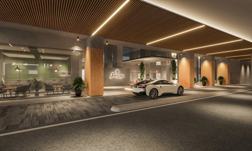 Forescape porte-cochere drop-off